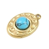 303 Stainless Steel with Synthetic Turquoise Pendants STAS-K325-01G-03-2