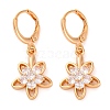 Brass Micro Pave Clear Cubic Zirconia Leverback Earrings EJEW-K300-53G-4