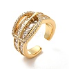 Clear Cubic Zirconia Buckle Shape Open Cuff Ring RJEW-C041-05G-1