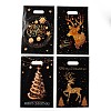 50Pcs 4 Styles Christmas Gold Deer Printed OPP Cellophane Packaging Bags with Die Hole Handles ABAG-C013-08-3