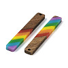 Pride Rainbow Theme Resin & Walnut Wood Pendants WOOD-K012-06A-2