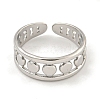 Non-Tarnish 304 Stainless Steel Round Wide Open Cuff Ring for Women RJEW-A043-25P-2