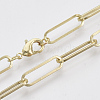 Brass Flat Oval Paperclip Chain Necklace Making MAK-S072-07A-LG-1