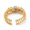 Brass Cubic Zirconia Cuff Ring KK-H433-07B-G-2