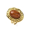 Oval Natural Red Jasper Finger Rings RJEW-M063-01G-08-2