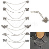 6Pcs 6 Styles Gothic Butterfly Alloy Tail Fins Charm Hanging Chains Collar Pins Tie Clips DIY-GO00002-1