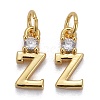 Brass Micro Pave Clear Cubic Zirconia Pendants ZIRC-Z011-35-2