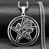 304 Stainless Steel Rose Flowre Pentagram Pendant Box Chain Necklaces STAS-D196-03P-1