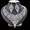 Leaf Zinc Alloy Rhinestone Pendant Necklaces & Stud Dangle Earrings Sets WGB182B-02-1