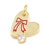 Brass Micro Pave Clear Cubic Zirconia Charms KK-CBAEC22-04G-B-2