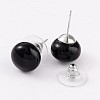 Dyed & Heated Black Agate Stud Earrings G-F267-09E-2