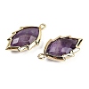 Natural Amethyst Faceted Leaf Pendants G-I375-04G-11-2