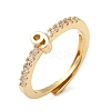 Rack Plating Brass Clear Cubic Zirconia Number 9 Adjustable Rings for Women RJEW-S407-09G-09-1