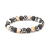 Natural White Jade & Lava Rock & Synthetic Hematite Round Beaded Stretch Bracelet BJEW-JB07972-03-1