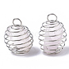 Iron Wrap-around Spiral Bead Cage Pendants IFIN-R239-15P-2