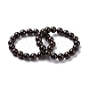 Natural Garnet Round Beaded Stretch Bracelet BJEW-A128-01-1