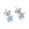 3 Pairs 3 Style Enamel Star with Evil Eye Dangle Hoop Earrings EJEW-B020-07P-2