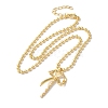 Brass & Plastic Imitation Pearl Ball Chain Bowknot Pendant Necklaces for Women NJEW-C054-03G-3