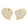 Brass Pave Clear Cubic Zirconia Studs Earring for Women EJEW-S225-06G-03-1