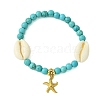 6mm Round Synthetic Turquoise & Natural Shell Beaded Stretch Bracelets BJEW-JB10579-1