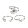 304 Stainless Steel Teardrop Open Cuff Rings for Women RJEW-C095-06P-2