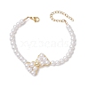 Natural Shell Pearl Link Bracelets BJEW-JB11374-1