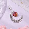 Alloy Moon & Glass Pendant Decorations HJEW-JM02689-03-1