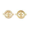 Rack Plating Brass Micro Pave Clear Cubic Zirconia Connector Charms KK-D087-03G-1