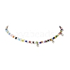 Bohemian Round Glass Seed Beaded Necklaces with Antique Silver Tone Alloy Heart Charms NJEW-JN05216-3