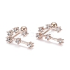 Brass Micro Pave Clear Cubic Zirconia Stud Earrings EJEW-F258-01L-RG-1