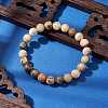 Round Natural Crazy Agate Beaded Stretch Bracelets for Women BJEW-JB11045-01-2