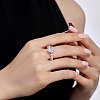 Heart Rhodium Plated 925 Sterling Silver Micro Pave Cubic Zirconia Finger Rings for Women RJEW-F168-06P-2