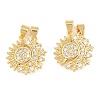 Brass Micro Pave Clear Cubic Zirconia Split Pendants KK-C169-03G-1