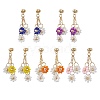 Handmade Glass Seed Beads Flower & 304 Stainless Steel Dangle Stud Earrings for Women EJEW-JE06202-2