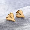 Ion Plating(IP) 304 Stainless Steel Heart Stud Earrings for Women EJEW-F300-09G-4