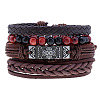 4Pcs Weave Imitation Leather Multi-strand Bracelets for Men WGB022D-16-1