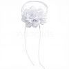 1Pc Retro Cloth Rose Flower Waxed Cord Wrap Choker Necklaces for Women NJEW-CP0001-05B-1