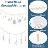 GOMAKERER 2Pcs 2 Styles Wall Hanging Photo Display with Wooden Beads Garland WOOD-GO0001-02-3