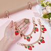 2Pcs Alloy Enamel Red Strawberry Charm Aluminum Bag Decorative Chains HJEW-UN00101-4