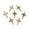 Eco-Friendly Rack Plating Brass Pave Cubic Zirconia Connector Charms KK-F847-06G-1
