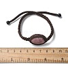 Adjustable Oval Natural Rhodonite Braided Bead Bracelets BJEW-H626-02-09-5