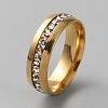 Stainless Steel Finger Ring with Crystal Rhinestone RJEW-WH0002-19G-1