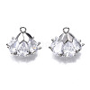 Brass Inlaid Clear Cubic Zirconia Charms ZIRC-S069-001P-1