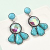 Alloy Synthetic Turquoise Dangle Stud Earrings EJEW-U053-04A-AS-3