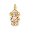 Rack Plating Brass Micro Pave Clear Cubic Zirconia Pendants KK-P277-37G-1