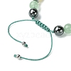 Natural Green Aventurine & Topaz Jade & Brass Heart Braided Bead Bracelet BJEW-JB09703-02-3