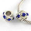 Barrel Antique Silver Plated Metal Alloy Rhinestone European Beads ALRI-Q228-02B-1