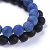 Natural Black Agate(Dyed) Bead and Natural Lapis Lazuli(Dyed & Heated) Bead Stretch Bracelet Sets BJEW-JB04298-03-3