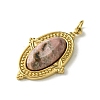 Ion Plating(IP) 304 Stainless Steel Pave Faceted Natural Rhodonite Pendants FIND-Z028-40A-2