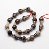 Natural Silver Leaf Jasper 3-Hole Guru Bead Strands G-K149-29-3